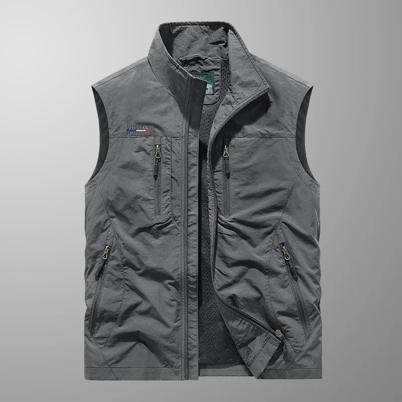 Lightweight and breathable men's vest designed for comfort during outdoor activities.