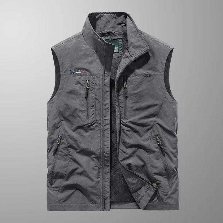 Lightweight and breathable men's vest designed for comfort during outdoor activities.
