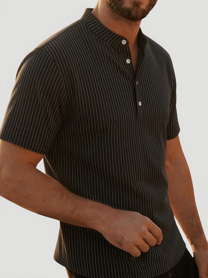 Men's casual henley shirt, relaxed fit & breathable for summer, short sleeve with stylish button detail.