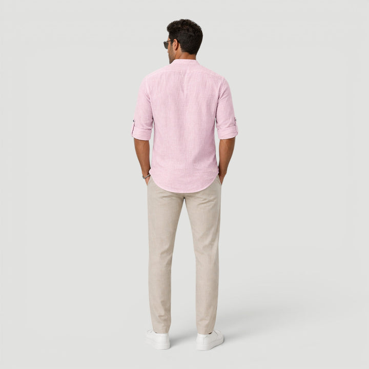 Relaxed fit v-neck men's short sleeve shirt, perfect for stylish, lightweight summer fashion.