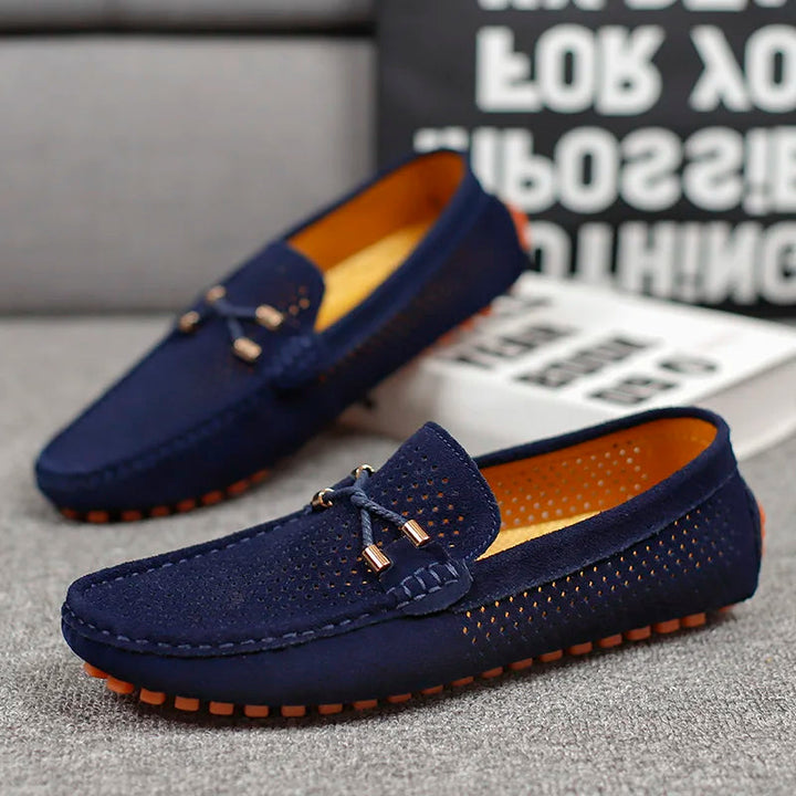 Men's comfortable walking shoes; breathable slip-on loafers for everyday and summer walks.