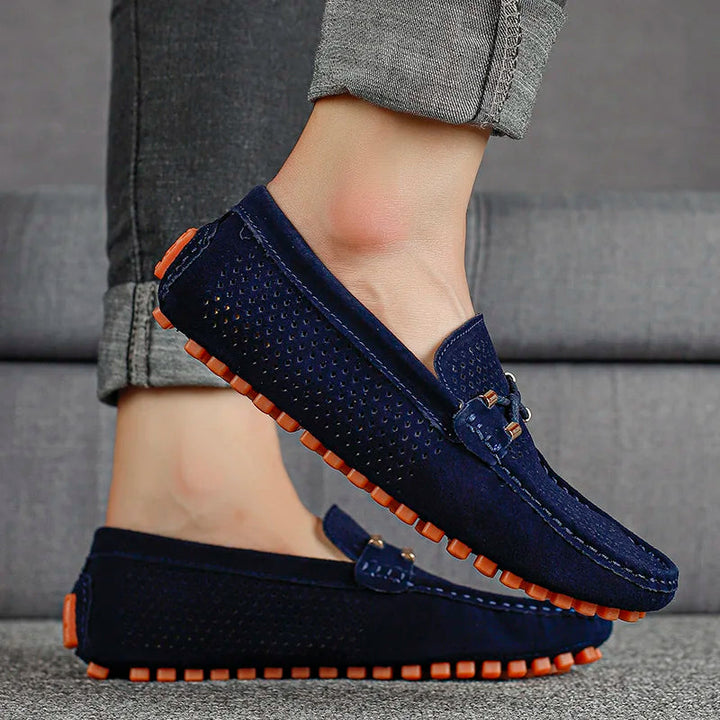 Stylish men's slip-on loafers, lightweight & breathable, perfect for summer walks.