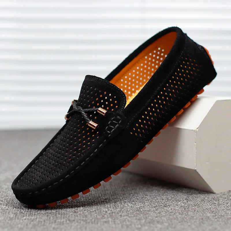 Casual men's summer loafers; breathable & lightweight slip-on footwear for fashion.