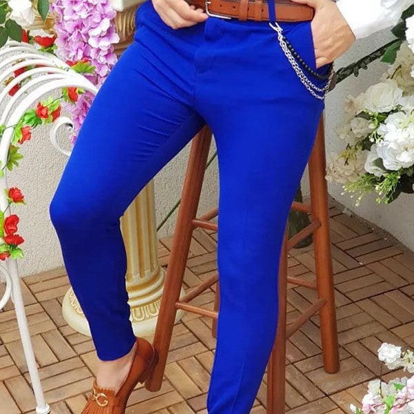 Men's breathable summer chino pants with elastic waist, perfect for casual wear.