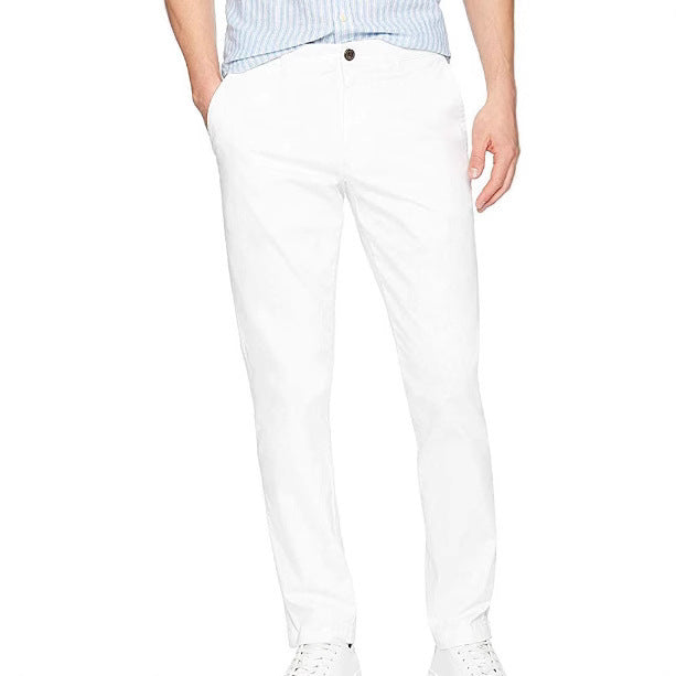 Comfortable fit men's summer chino pants featuring a stylish elastic waistband.