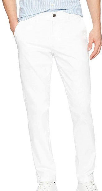 Experience comfort in these men's summer chino pants with a non-restrictive elastic waist.