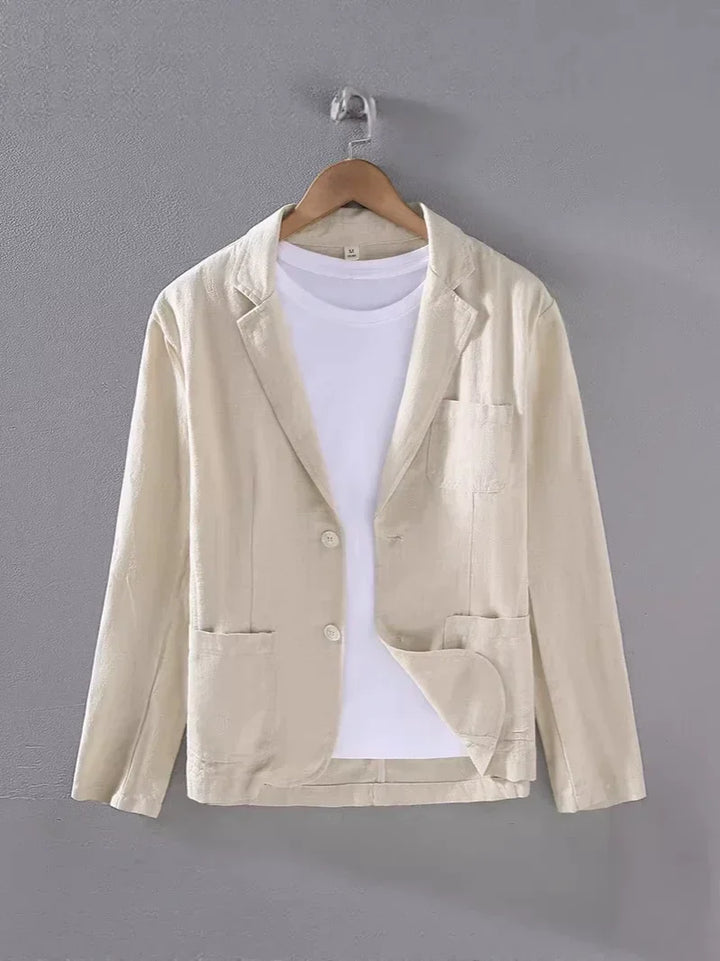 Men's breathable unstructured summer blazer for casual elegance and warm weather.
