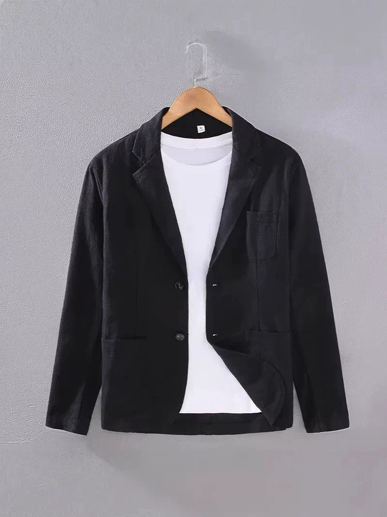 Smart casual men's summer jacket, unstructured and elegant, perfect for versatile styling.