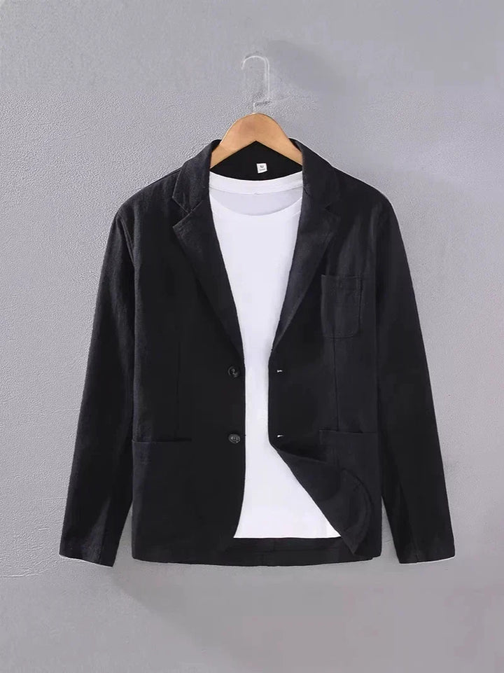 Smart casual men's summer jacket, unstructured and elegant, perfect for versatile styling.