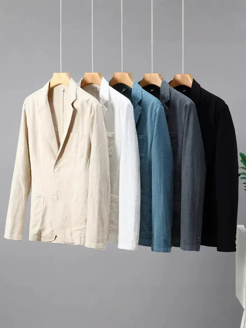 Unstructured men's summer blazer, a lightweight and breathable jacket for relaxed elegance.