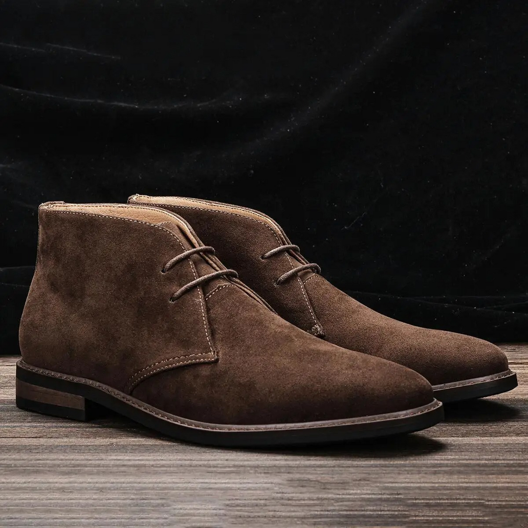 Men's brown leather chukka boots for comfortable everyday wear.