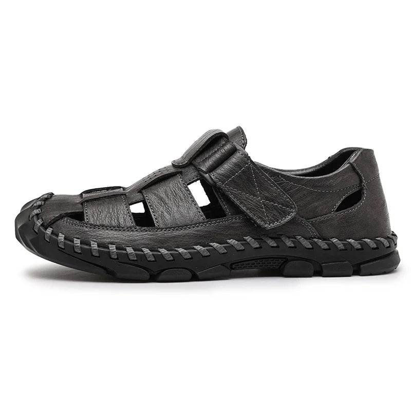 Versatile men's summer footwear: leather fisherman sandals with secure strap