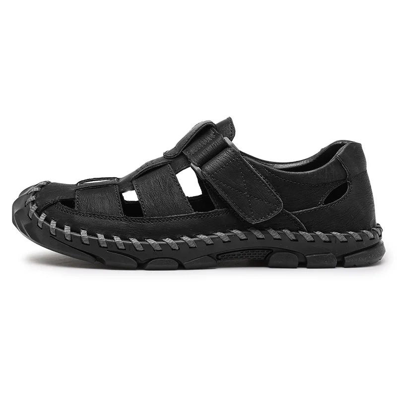 Durable and stylish men's closed-toe leather sandals for everyday wear