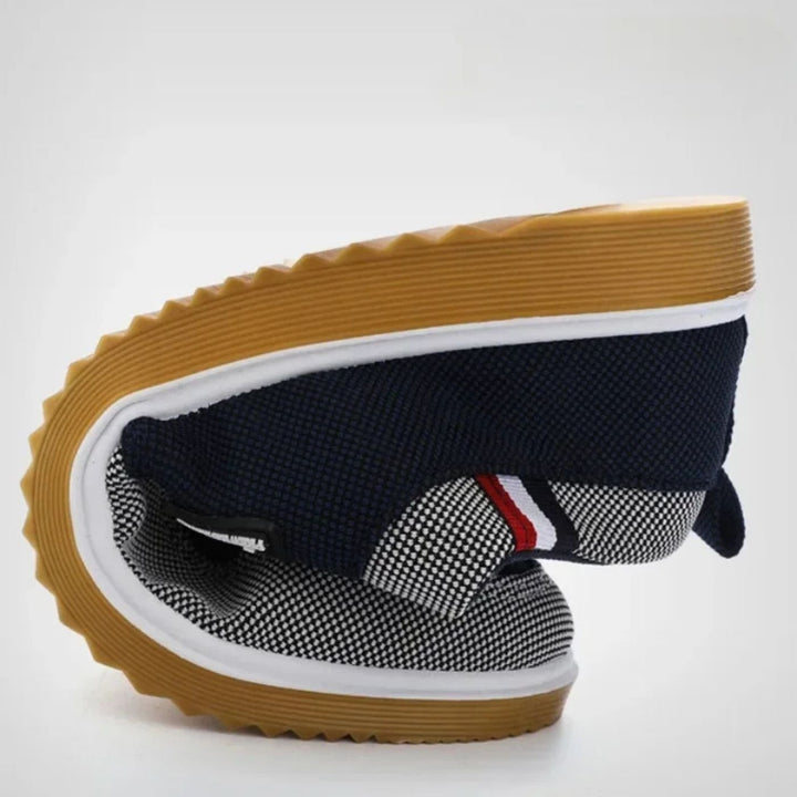 Men's navy blue casual lace-up orthopaedic shoes, delivering maximum comfort and foot support.