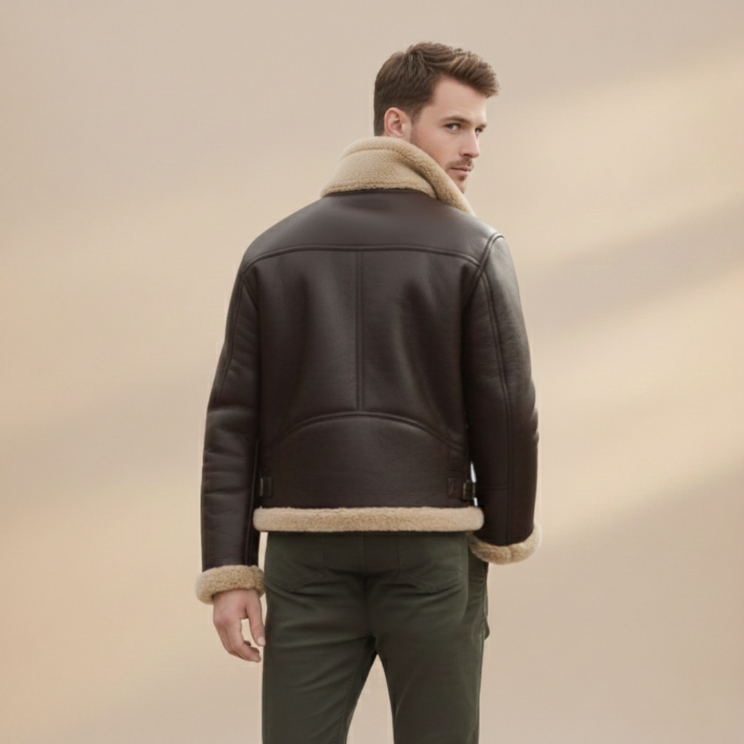 Stay warm in style: Men's sherpa lined bomber jacket, perfect winter casual outerwear.