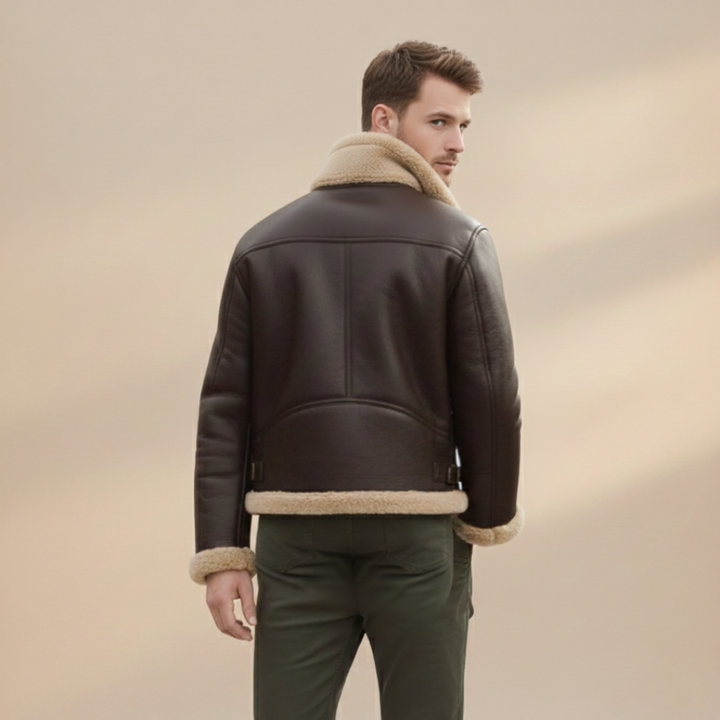 Stay warm in style: Men's sherpa lined bomber jacket, perfect winter casual outerwear.