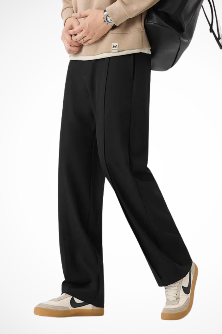 Men's tailored trousers with a modern wide leg and pleats