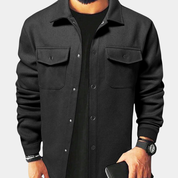 Men's button-down jacket for casual wear, a smart casual layering piece perfect for autumn fashion.