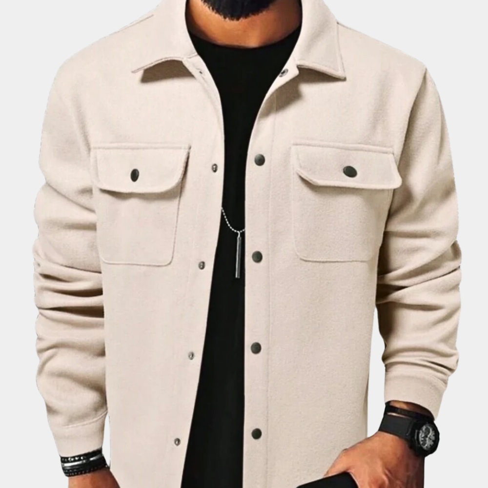 Stylish men's button-down jacket, ideal for casual and smart casual outfits, a key autumn layering piece.