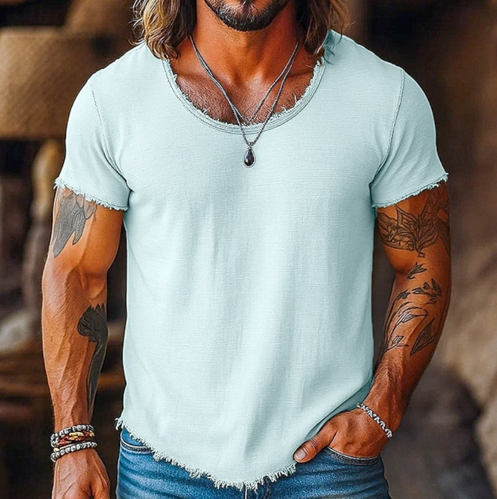 Men's Byron Crew Neck slim-fit summer shirt, perfect for stylish casual everyday wear.