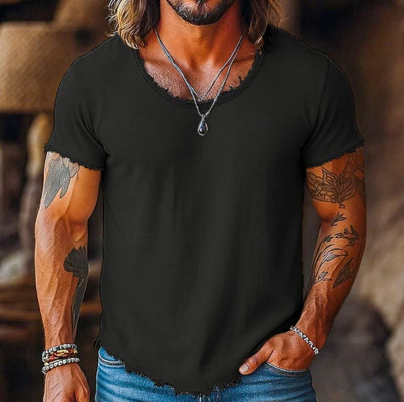 Men's Byron Crew Neck summer shirt, a stylish, comfortable, essential slim-fit casual top.