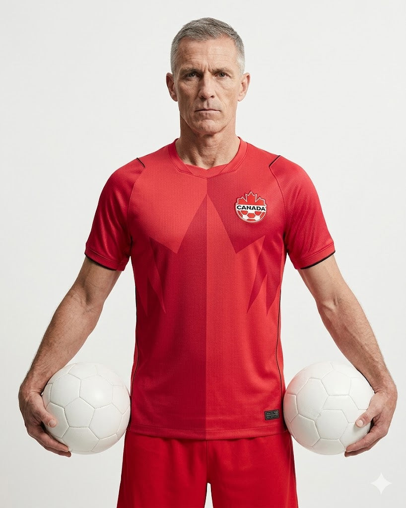 Canada away football jersey for men, featuring World Cup design and quick dry technology.