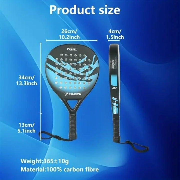 Professional men's carbon fiber paddle tennis racket. Designed for ultimate performance, grip, and durability.