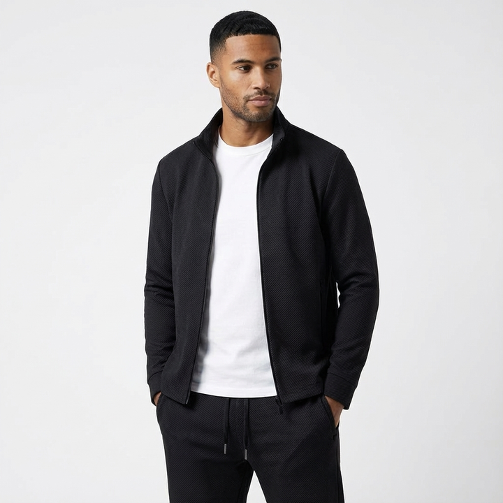 Men's Casual 2-Piece Tracksuit Set with Zip Jacket