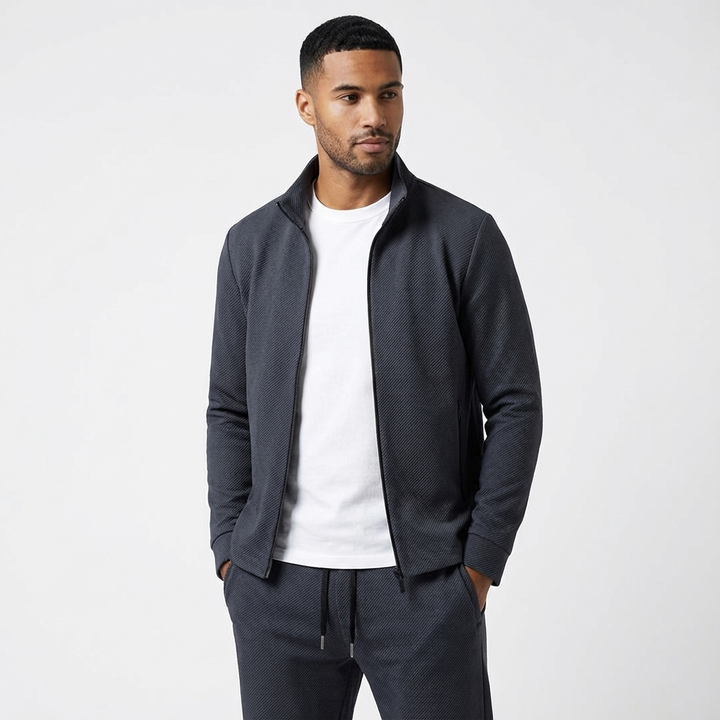 Men's Casual 2-Piece Tracksuit Set with Zip Jacket
