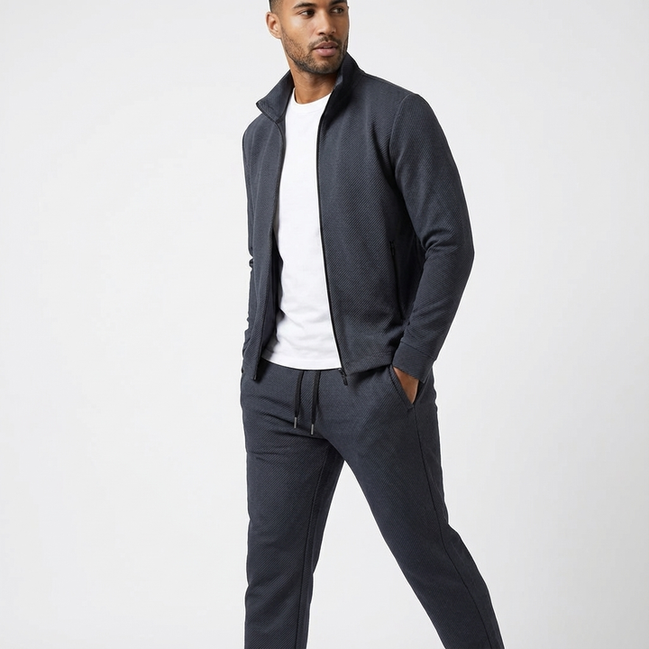 Men's Casual 2-Piece Tracksuit Set with Zip Jacket