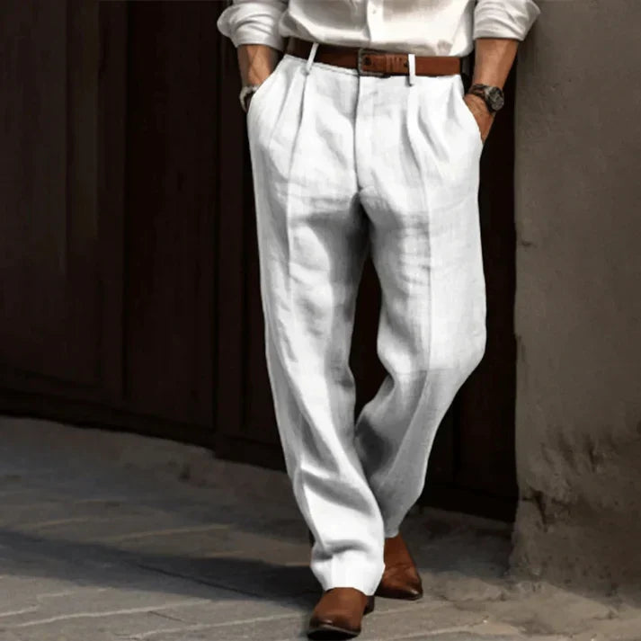 Stylish men's baggy suit pants; versatile relaxed fit trousers for both casual & semi-formal occasions.