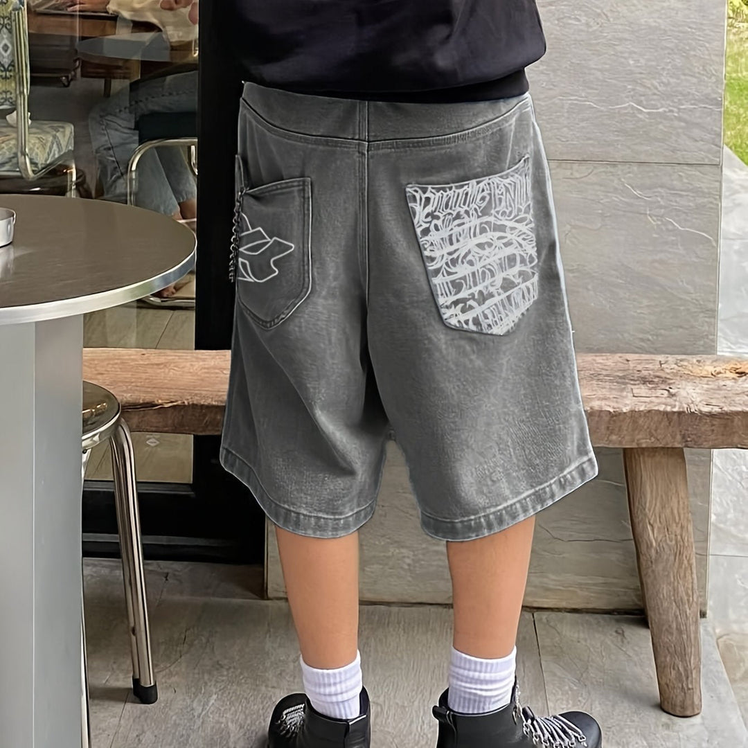 Streetwear style denim shorts with eye-catching floral accents