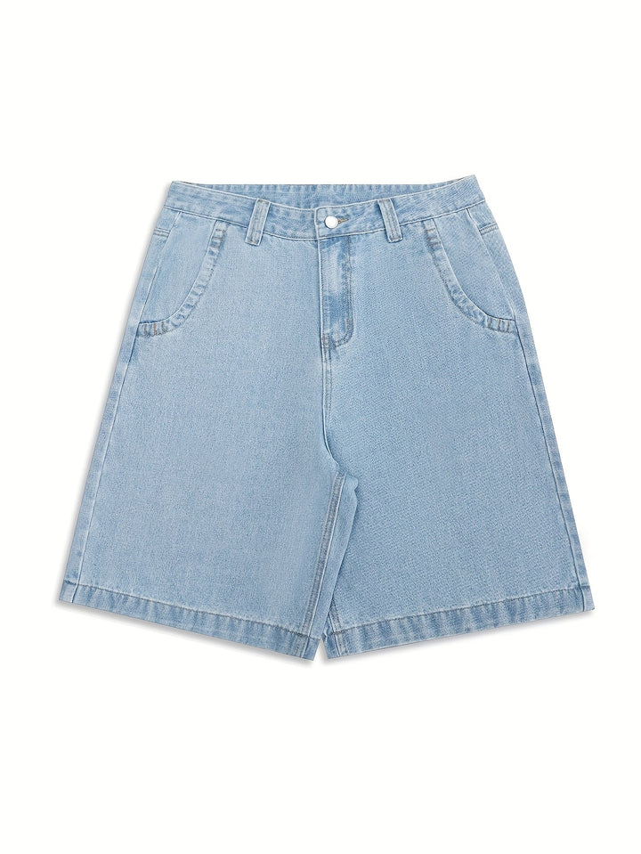 Knee-length casual shorts for men, embroidered with floral motifs
