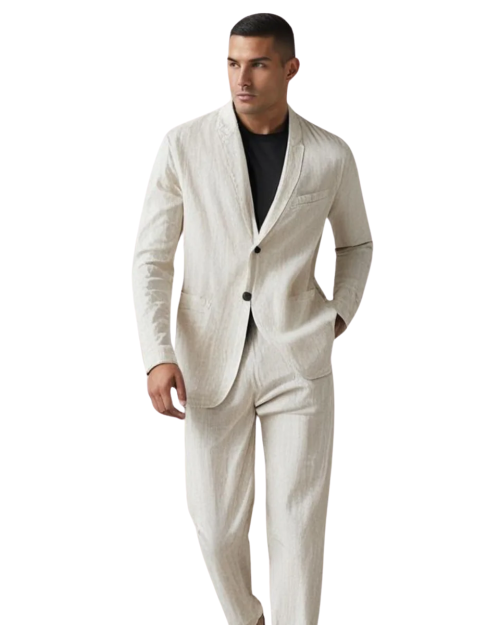 Men's Casual Button Cardigan & Trouser Set. Comfortable two-piece loungewear.