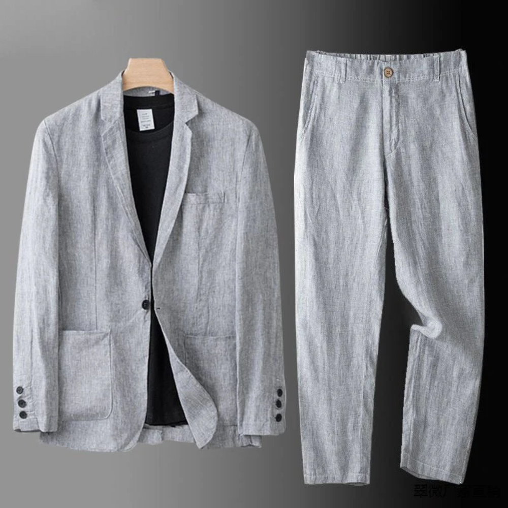 Men's Matching Cardigan & Trouser Set. Casual two-piece for summer and smart casual look.