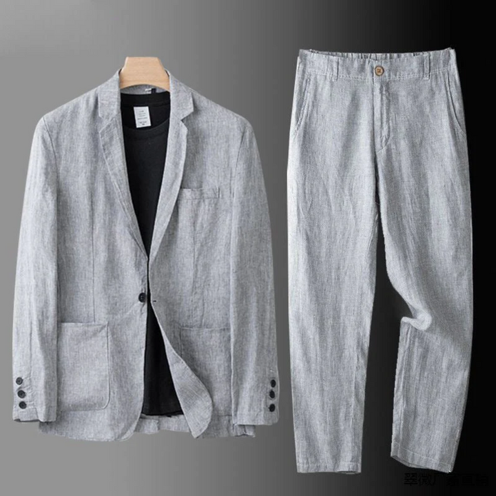 Men's Matching Cardigan & Trouser Set. Casual two-piece for summer and smart casual look.