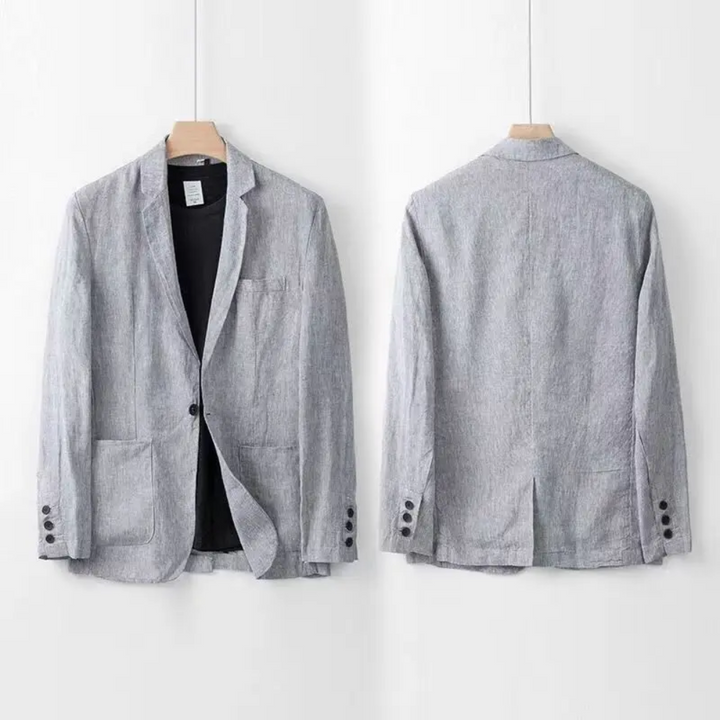 Men's Two-Piece Casual Button Cardigan & Trouser Set, perfect for relaxed summer style.