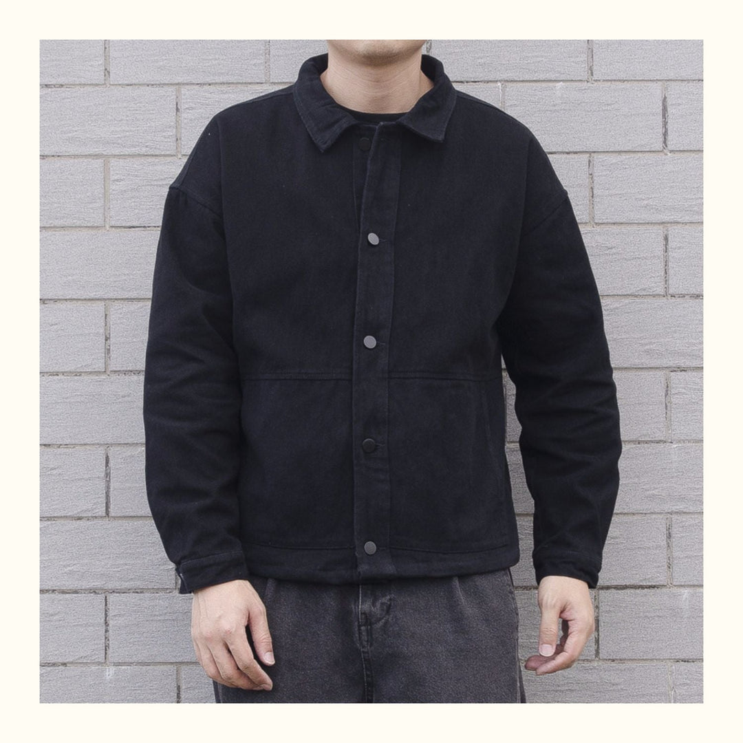 Relaxed fit men's oversized button-down jacket, perfect for comfortable everyday casual wear & layering.
