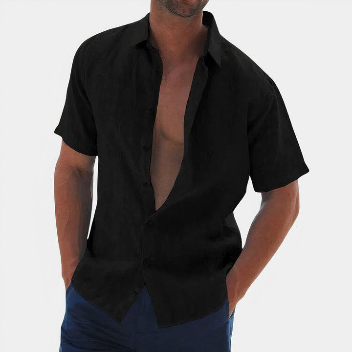 Men's casual button-down shirt, perfect for summer comfort and warm weather vacation style.