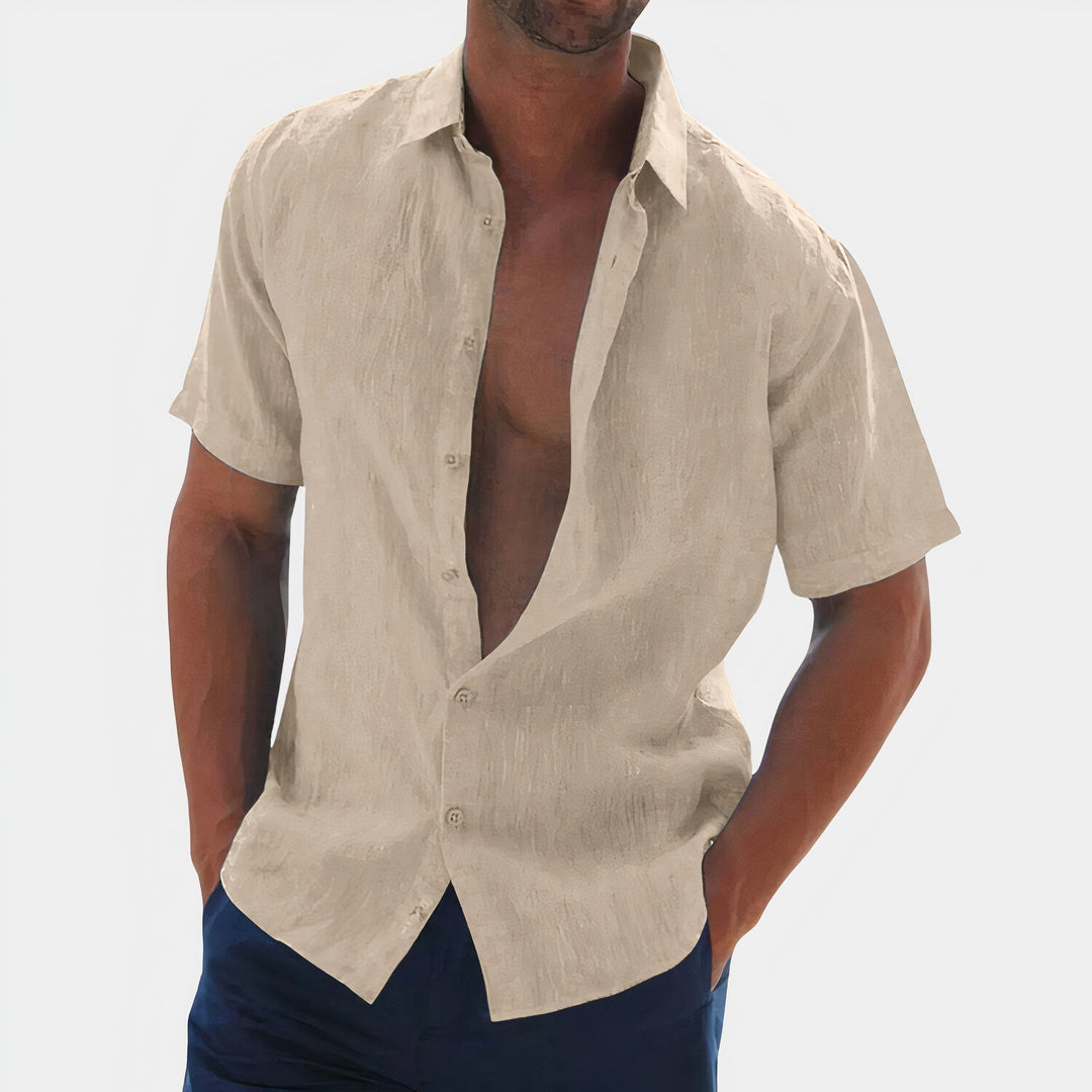 Lightweight men's button-down shirt, ideal for everyday casual wear & summer fashion.