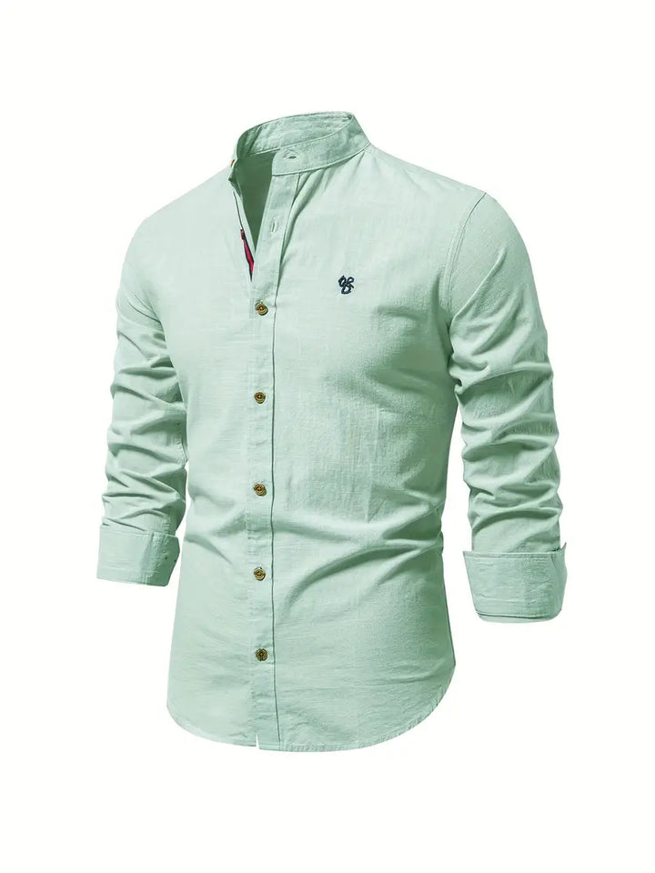 Versatile men's casual shirt, a comfortable long-sleeve button-up for everyday spring fashion.