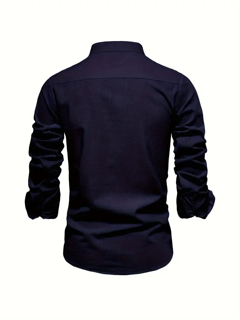 Trendy men's spring fashion shirt, a long-sleeve button-up for casual and everyday wear.