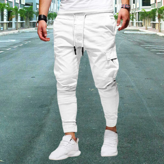 Relaxed fit men's cargo pants, featuring practical flap pockets and a comfortable straight leg design.