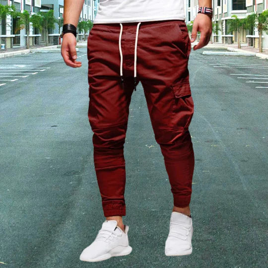 Modern men's cargo pants, new arrival, with functional flap pockets and durable straight leg.