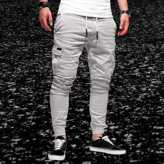 Men's fashion cargo pants, new with flap pockets, offering a relaxed fit and straight leg for stylish comfort.