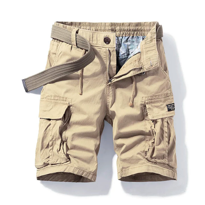 Men's casual cargo shorts with adjustable drawstring waist. Perfect for summer & warm weather.