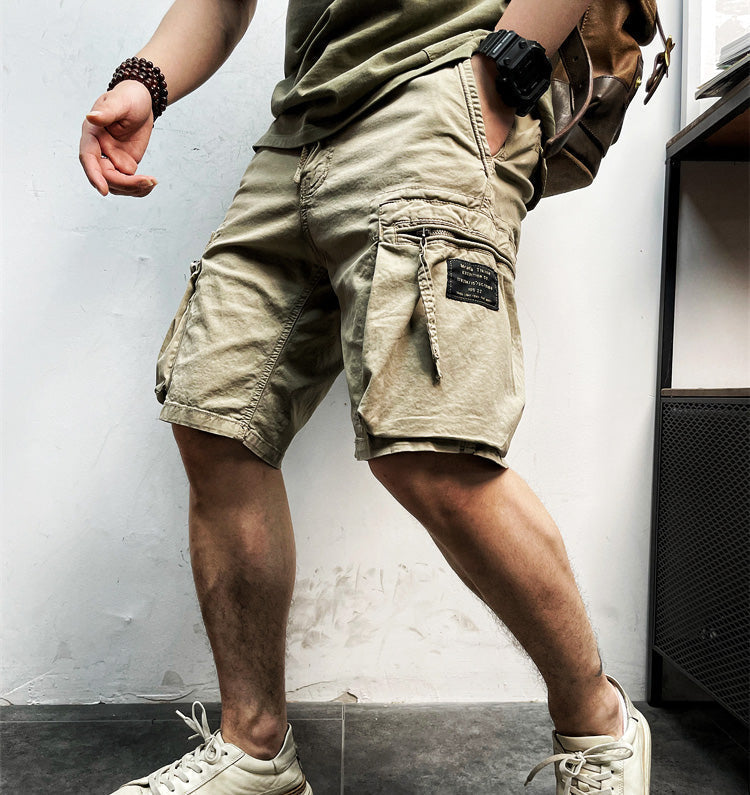 Men's casual cargo shorts with drawstring, ideal for outdoor comfort & summer wear.