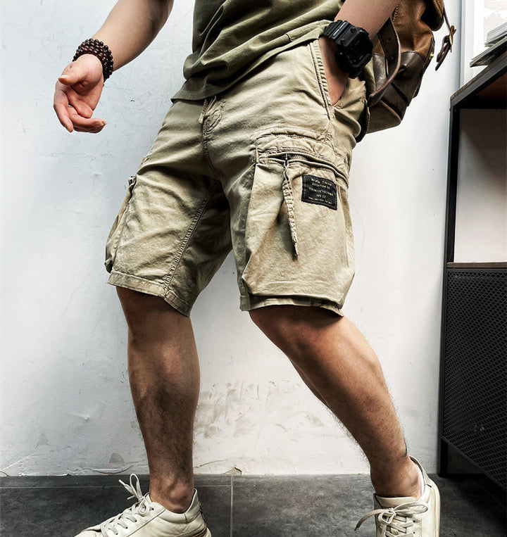 Men's casual cargo shorts with drawstring, ideal for outdoor comfort & summer wear.