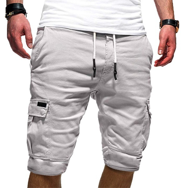 Stylish men's cargo shorts featuring a comfortable drawstring waist, suitable for summer and utility.