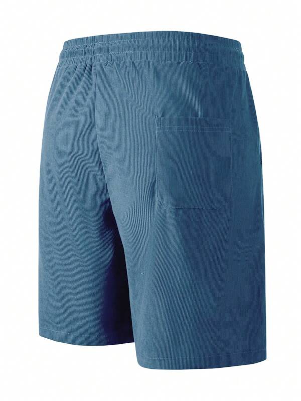 Comfortable men's ribbed loungewear shorts with drawstring. Ideal for relaxing at home or casual summer days.